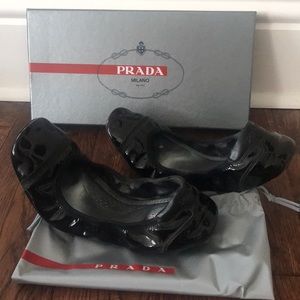 Prada black patent ballerina flats size 9.5